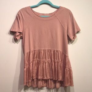 🌸Anthropologie Pink Peplum Tee🌸